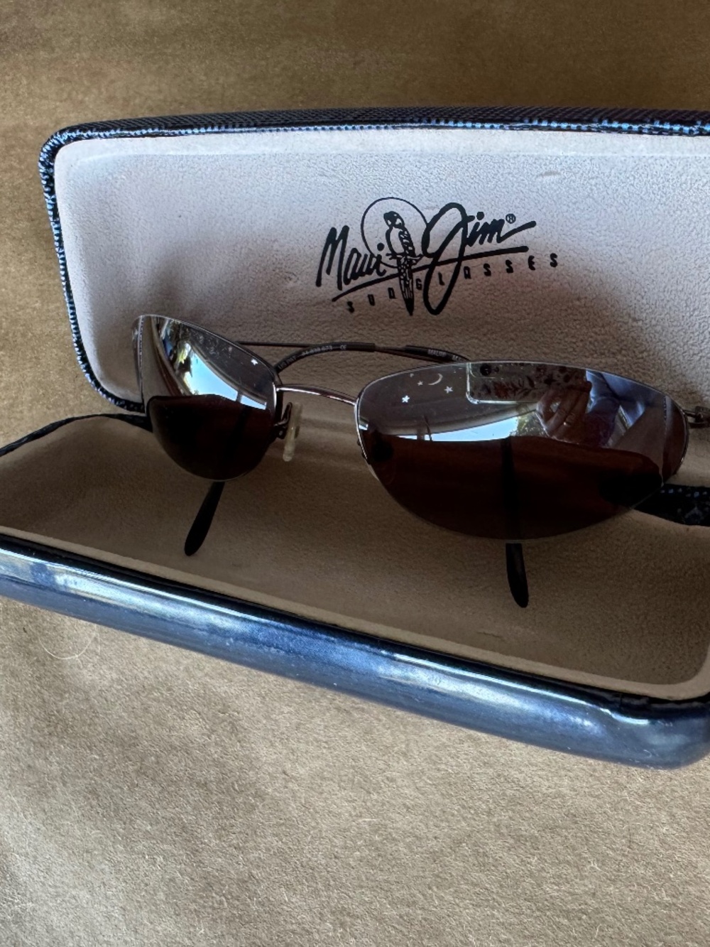 Maui Jim Runabout MJ-509-23 Titanium Rimless Polarized Sunglasses and Case